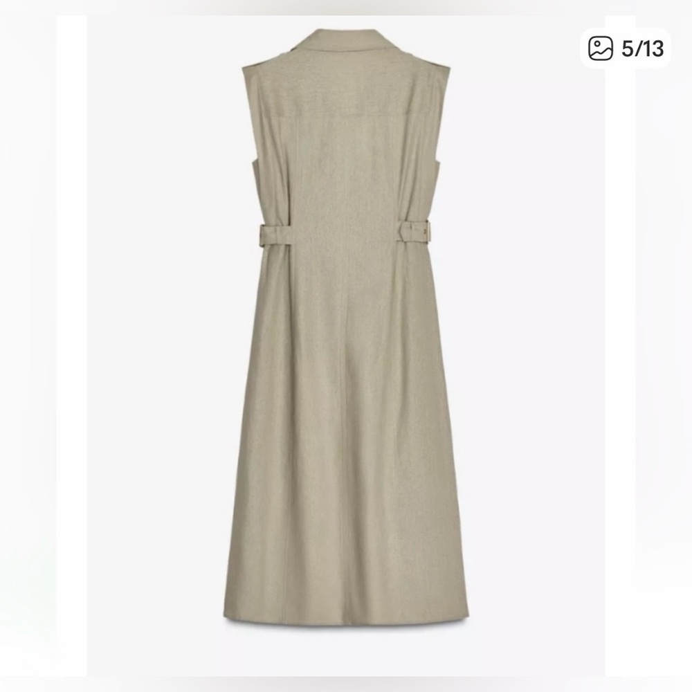 Zara Sleeveless Button-Front Shirt Dress in Sage Green - Picture 4 of 14